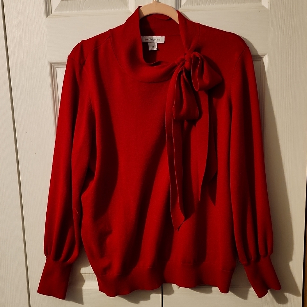 Liz Claiborne Red Cowl Neck Sweater with Bow